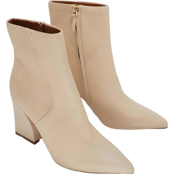 Franco Sarto Vesi Pointed Toe Ankle Boots Beige Block Heel US 7.5 - Picture 4 of 6